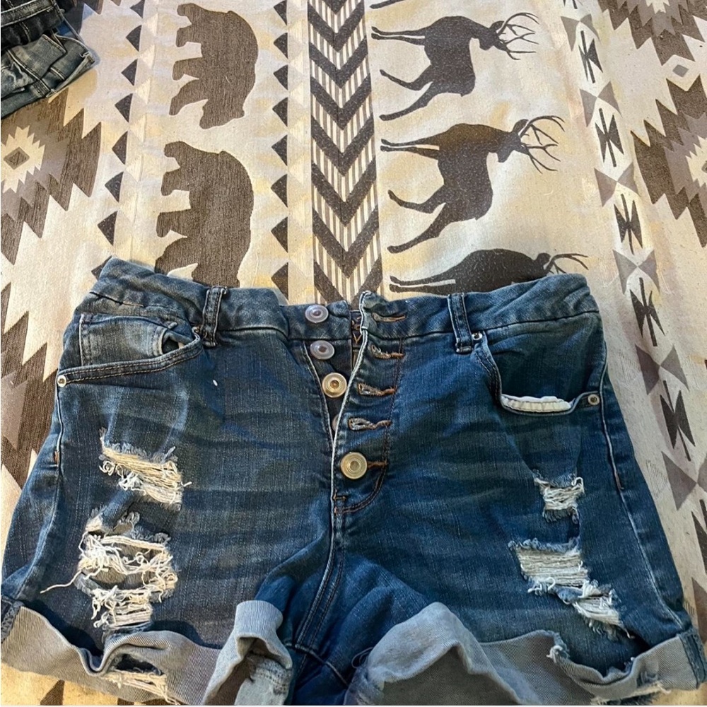 Rue21 Blue Distressed Boyfriend Shorts